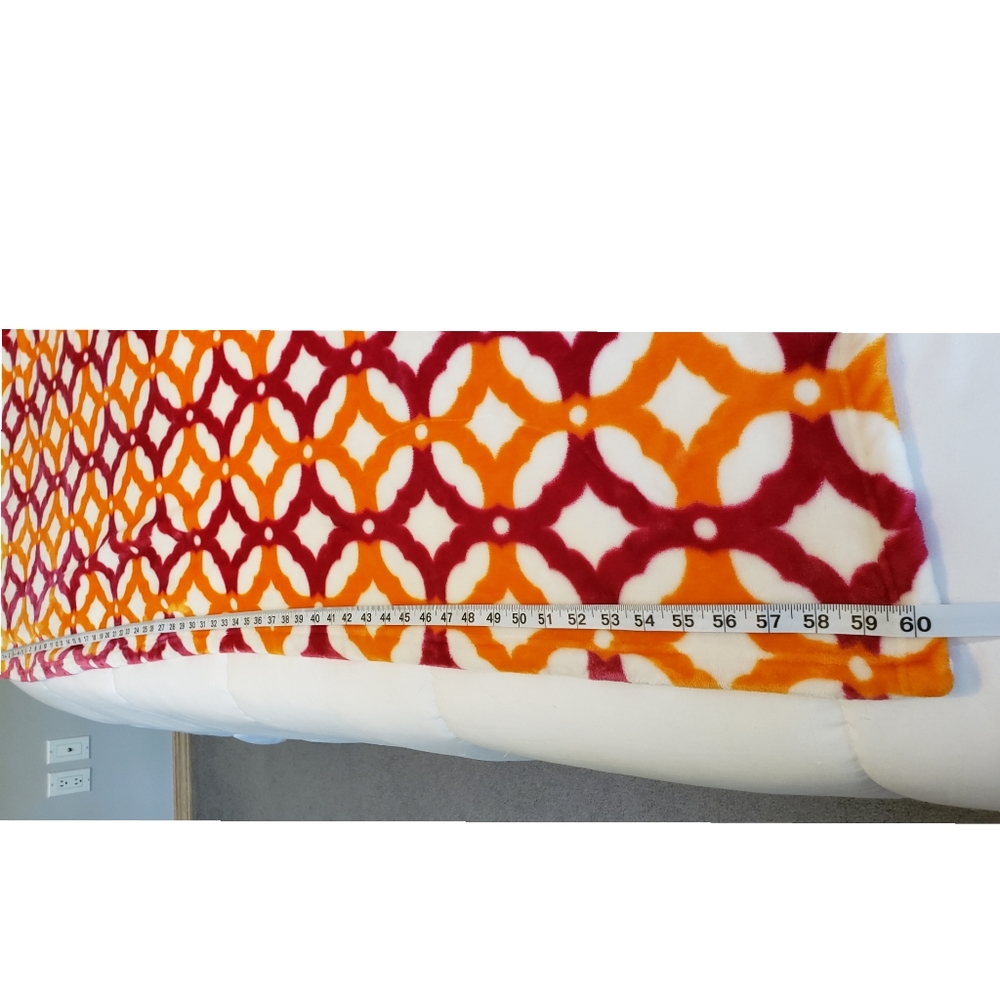 ESPRIT HOME Blanket Orange Pink White Soft Throw - Picture 4 of 6
